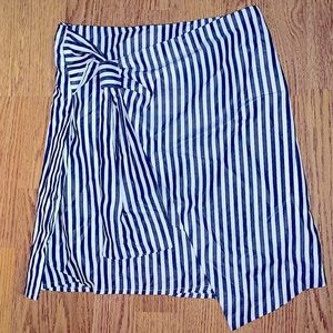 Verticals stripe front layer over skirt
